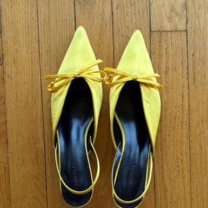 Yellow Pointed Toe Slingback kitten heels